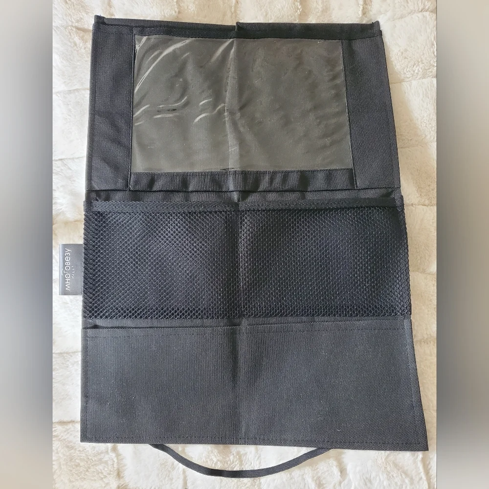 Black Rear Car Seat Organizer with Multiple Pockets